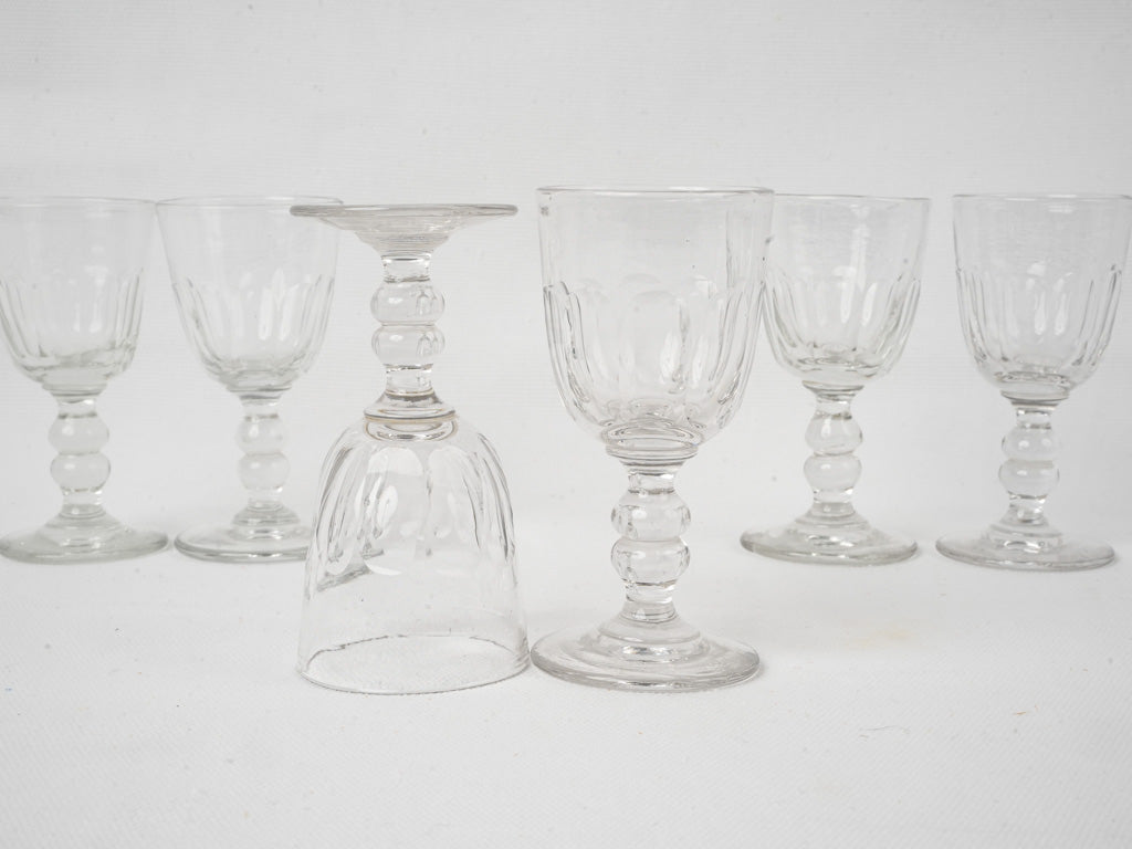 Set of 6 antique French wine glasses