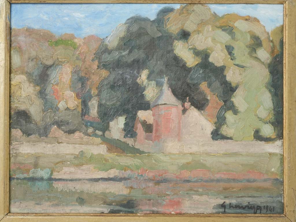 Serene 1941 landscape oil painting