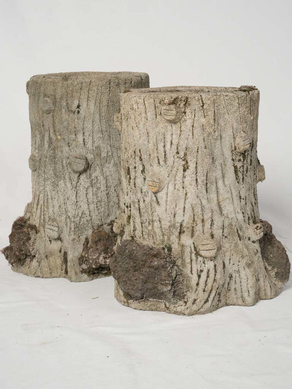 Durable tree bark textured cement planters