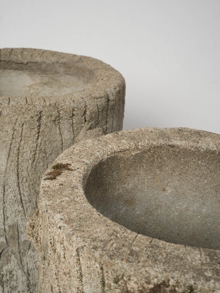 Stylish tree bark textured garden planters