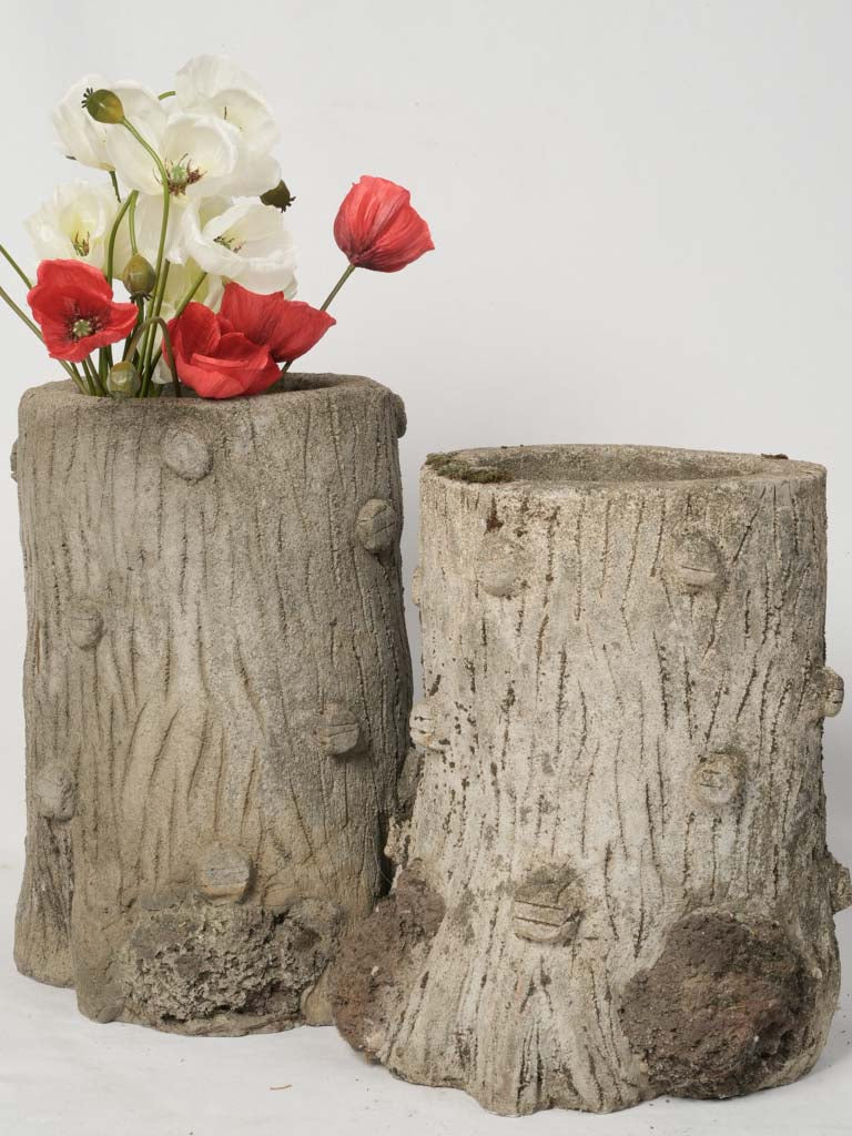 Timeless tree bark textured planters