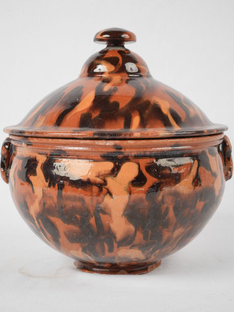 Rustic terracotta tureen with handles