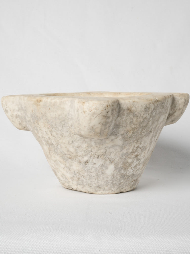 Classic 18th-century solid Carrara marble mortar