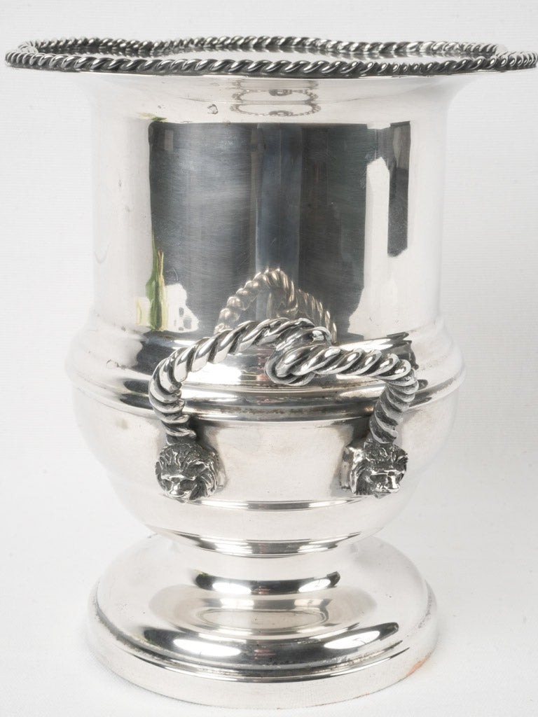 1950s silver vase with rope details  