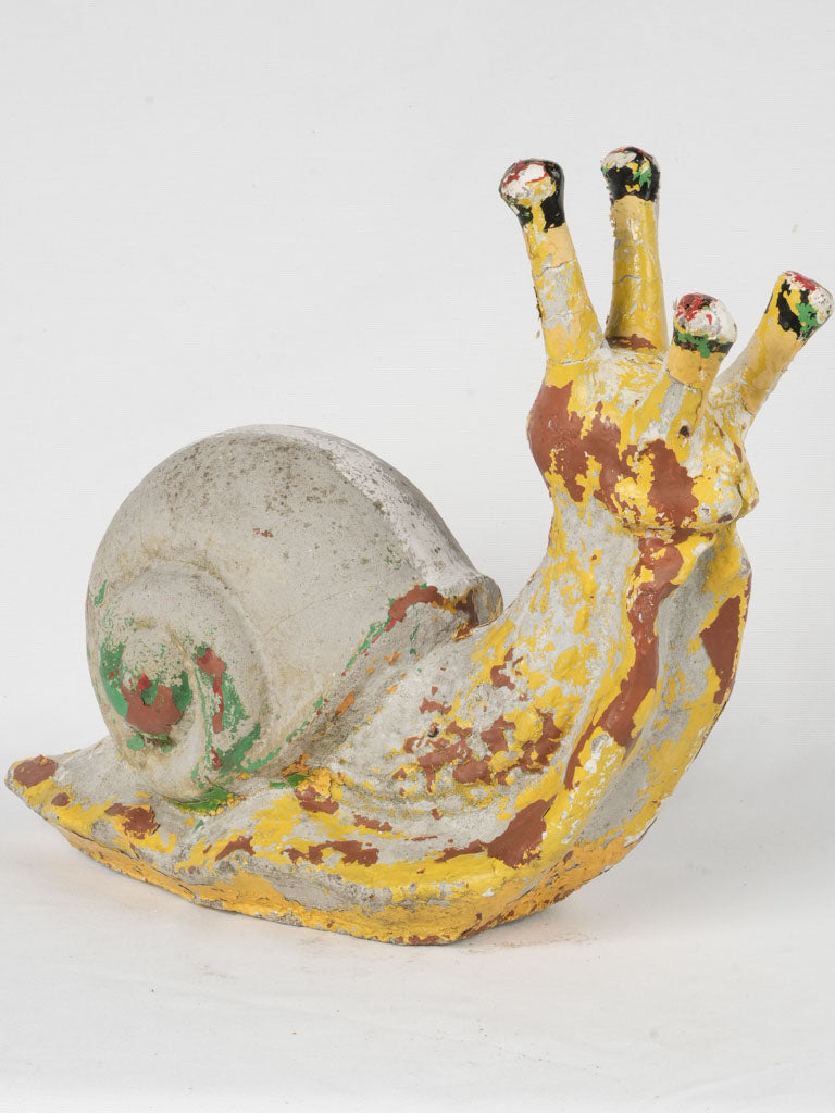 Whimsical, Vintage French Concrete Snail Sculpture