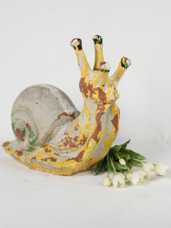 Playful, Aged French Garden Snail Statue