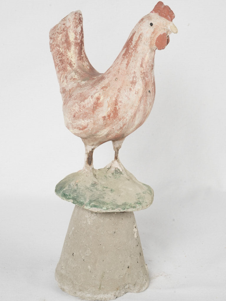 French, Vintage, Concrete Rooster Garden Sculpture