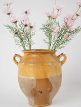 Antique yellow-glazed French confit pot