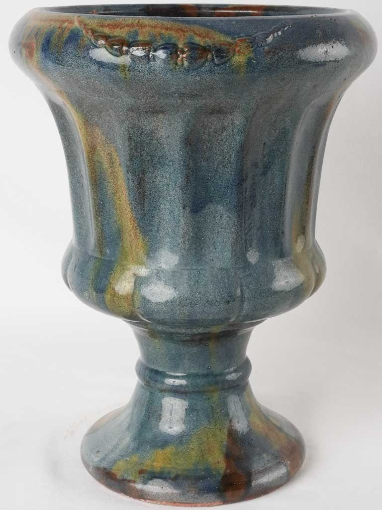 Vintage blue-glazed terracotta planter Medici