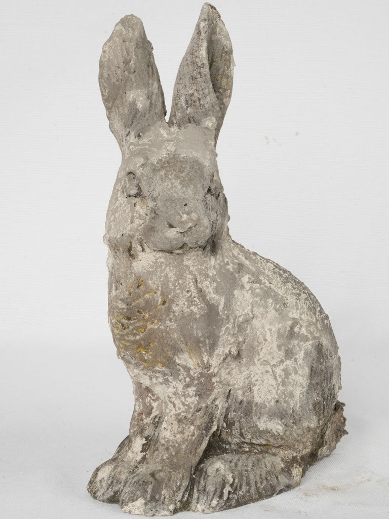 Vintage French Concrete Rabbit Garden Sculpture