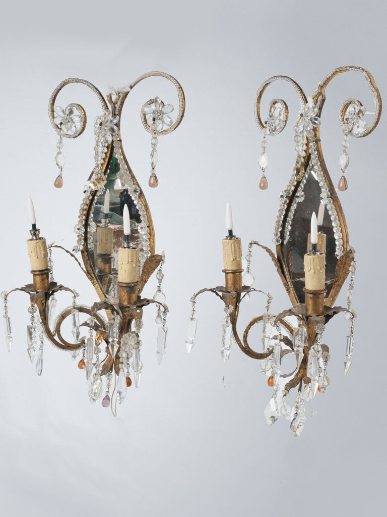 Vintage Italian Murano Mirrored Sconces