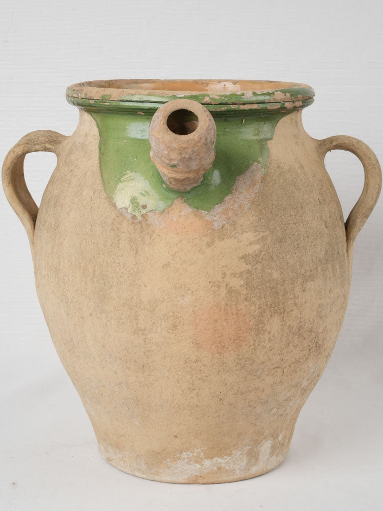 19th century French Olive Oil Pot w/ Green 15"