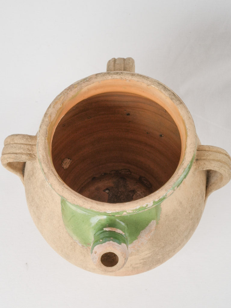 19th century French Olive Oil Pot w/ Green 15"