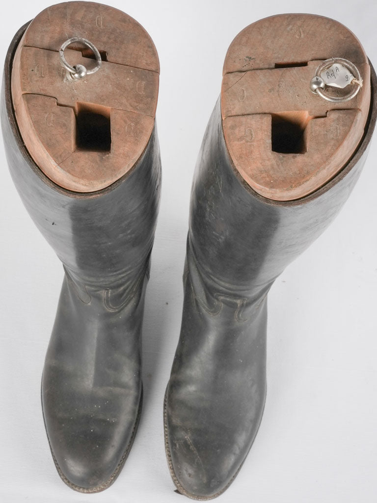 Sturdy well-worn equestrian leather boots