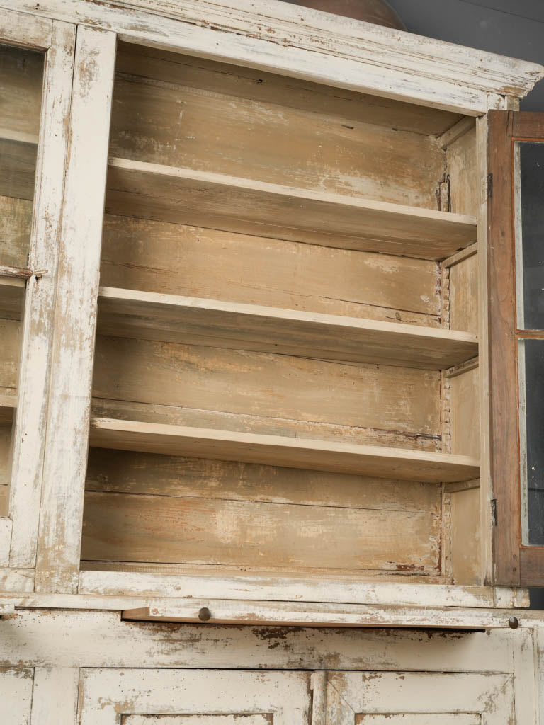 Antique, French wooden two-part vitrine