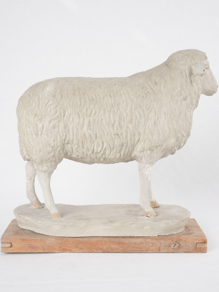 Antique Sheep Sculpture on Wood - 15