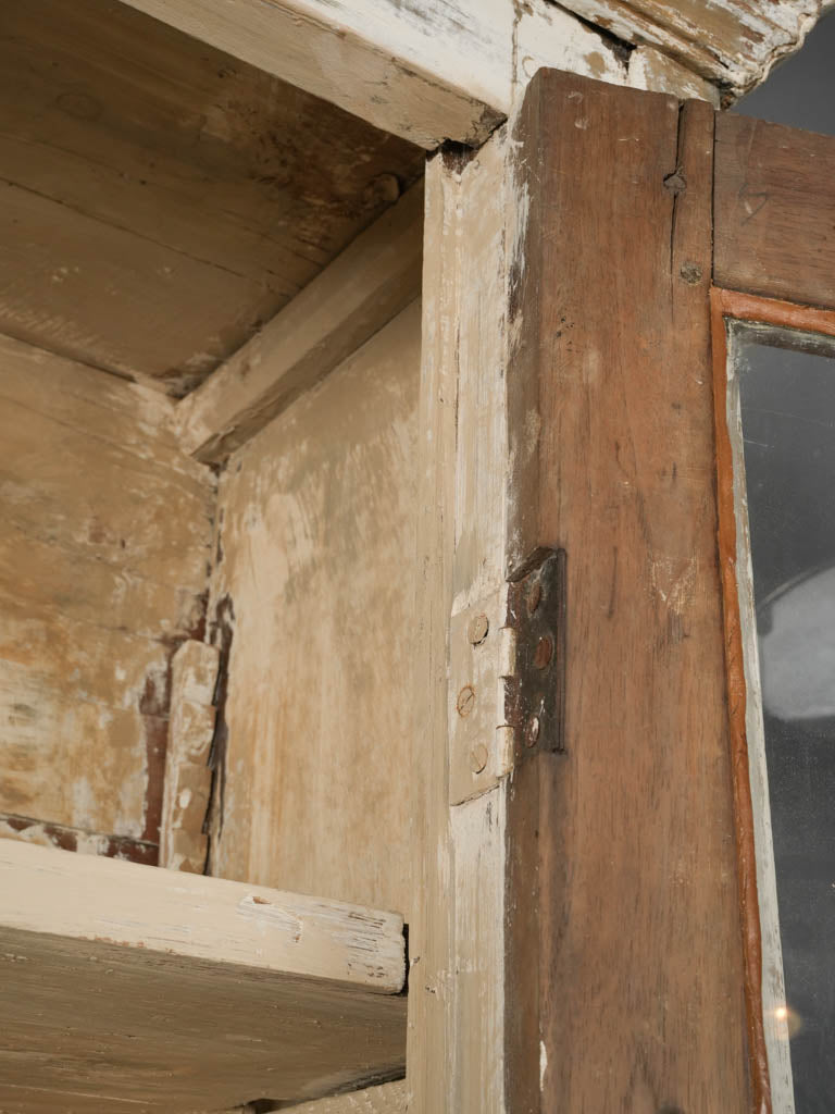 Distressed, French country glass-door vitrine