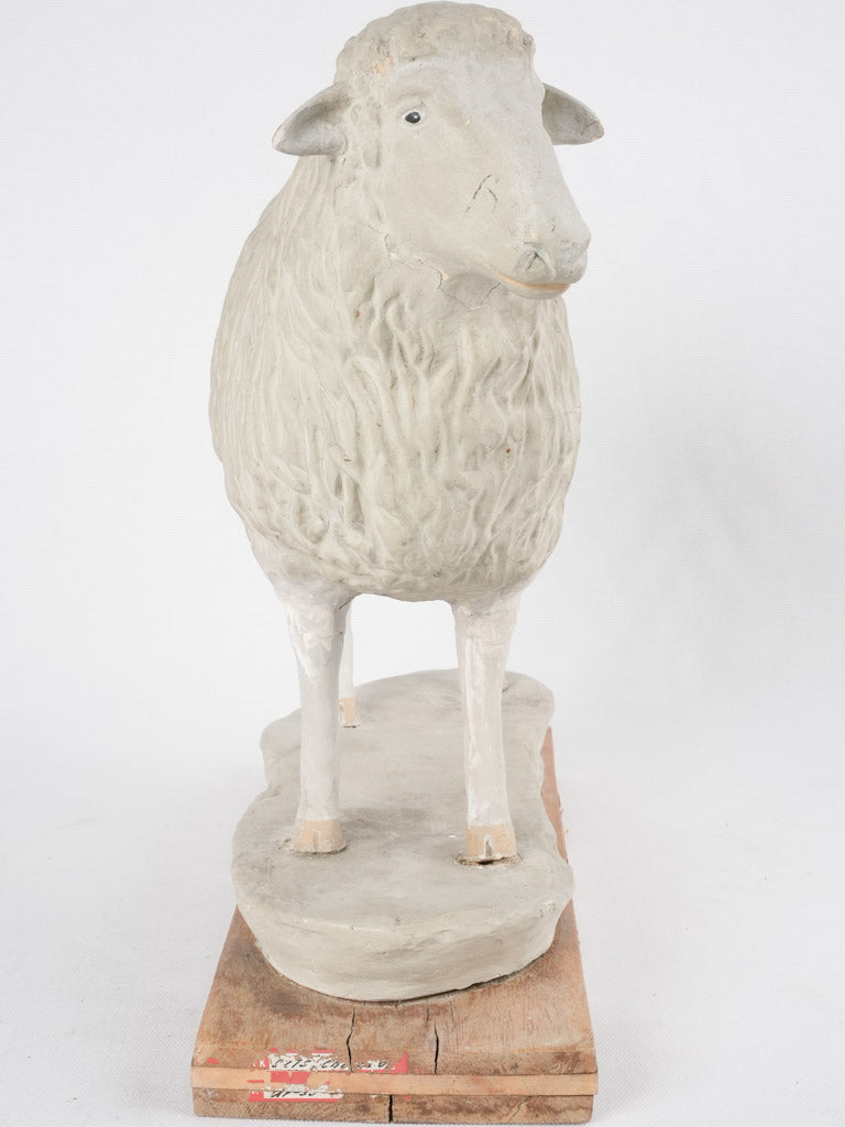 Antique Sheep Sculpture on Wood - 15