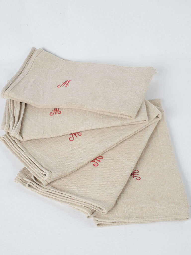 Elegant, vintage linen monogrammed towels