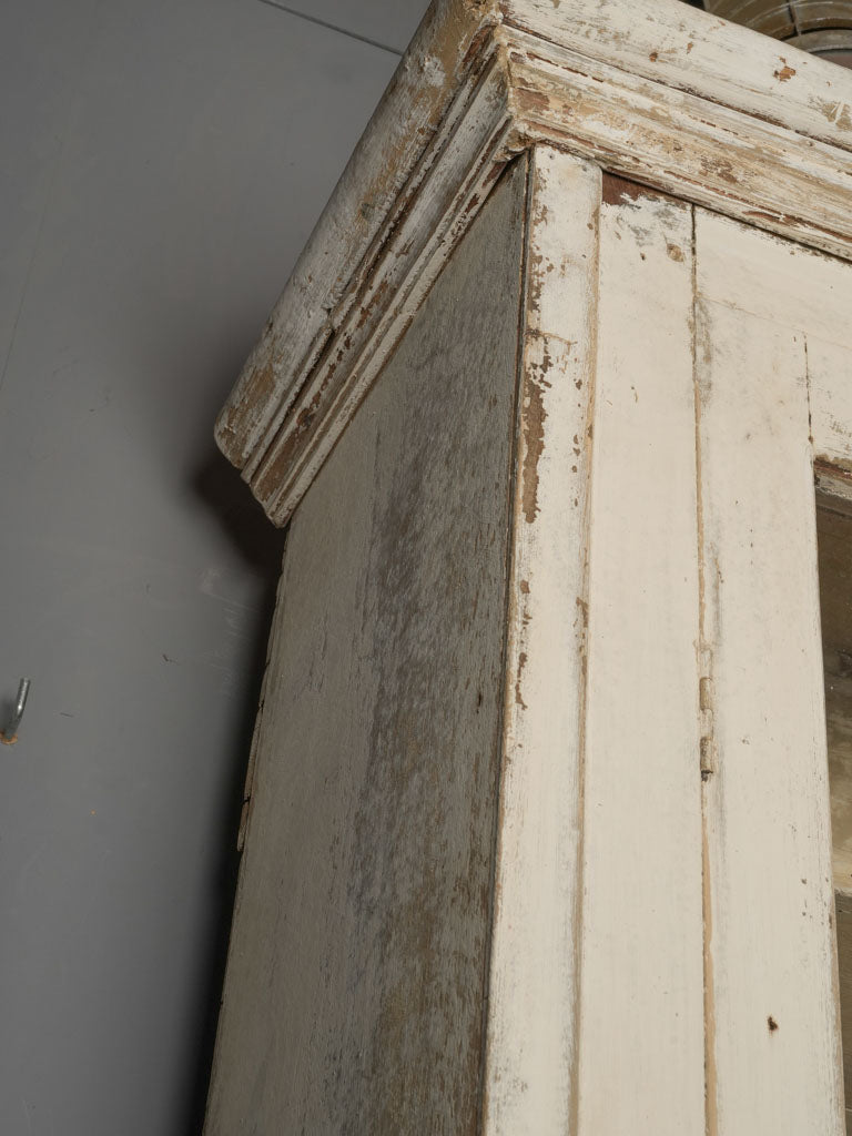 Weathered, French glass-door bookcase