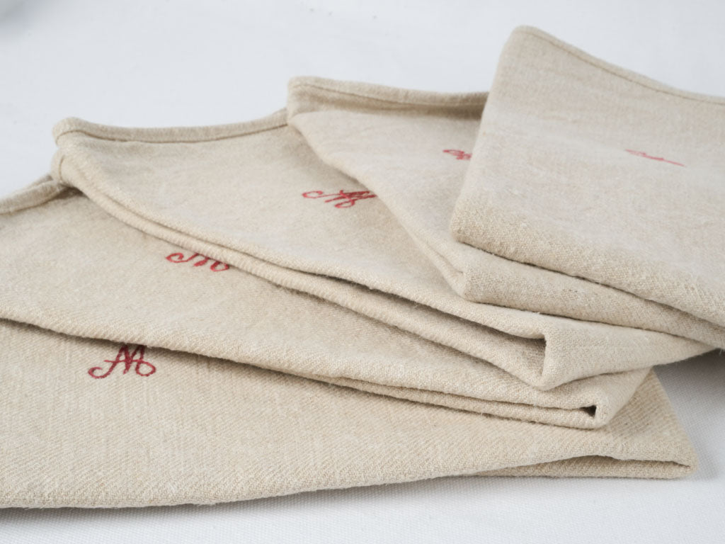 Chic, vintage linen monogrammed kitchen towels