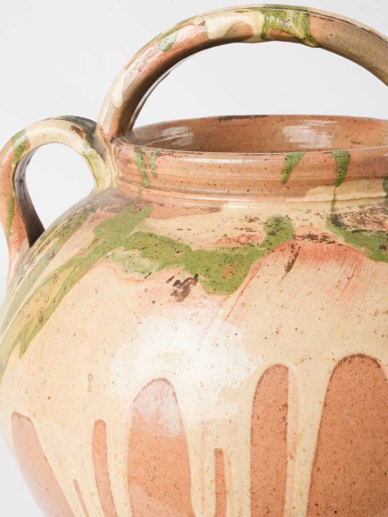 Time-worn marbleized stoneware jug