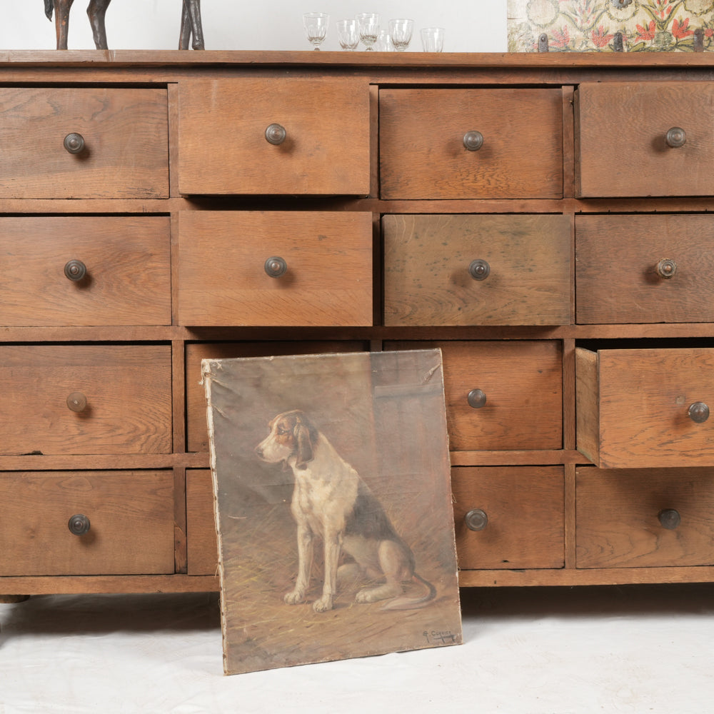 Naturalistic theme antique dog painting  