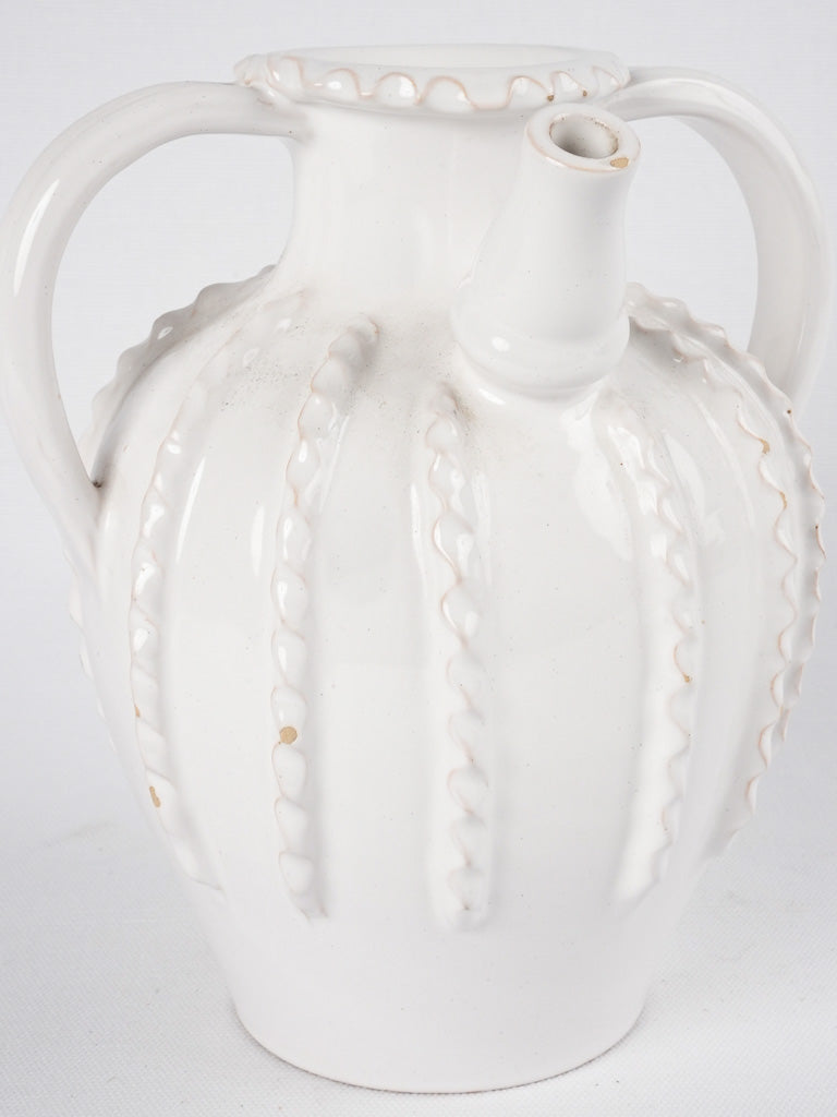 ÉMILE TESSIER pitcher w/ vertical ribbed decoration - 9"