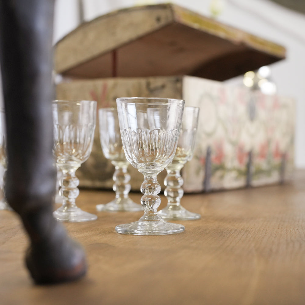 Set of 6 antique French wine glasses