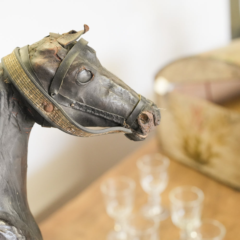 Artistic leather-crafted horse collectible  