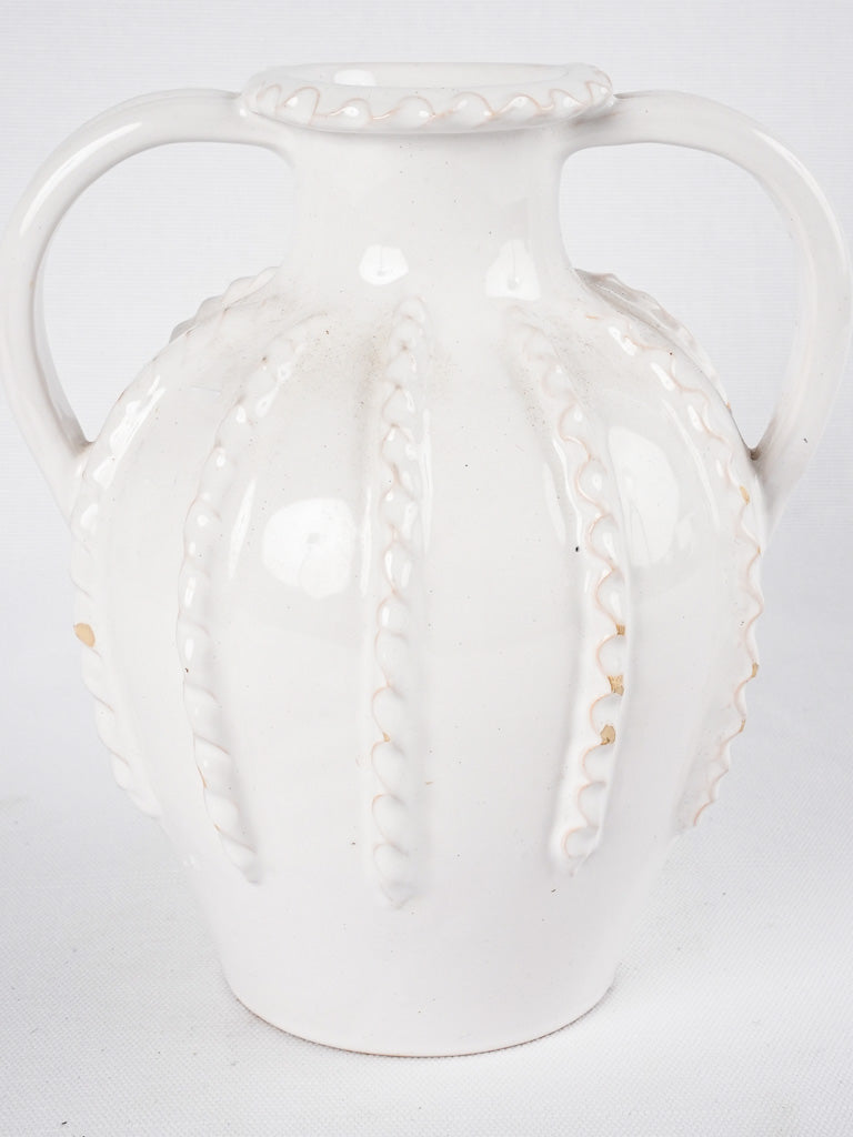 ÉMILE TESSIER pitcher w/ vertical ribbed decoration - 9"