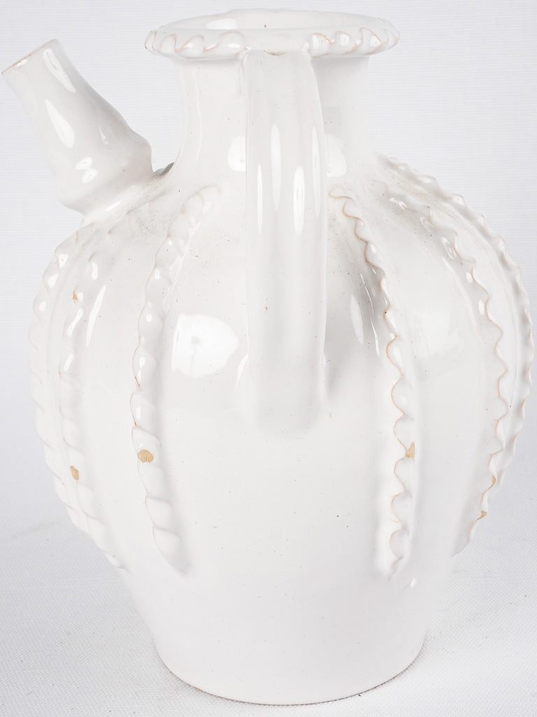 ÉMILE TESSIER pitcher w/ vertical ribbed decoration - 9"