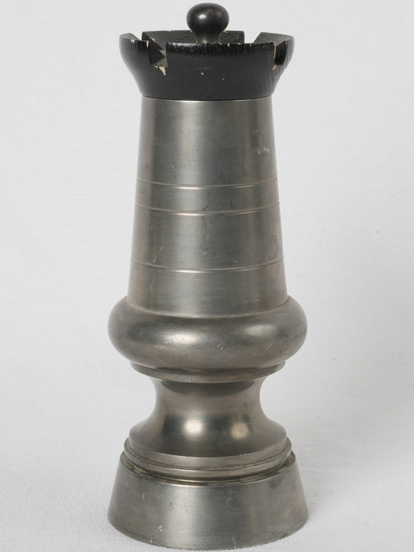 Vintage French pewter castle-top spice mill