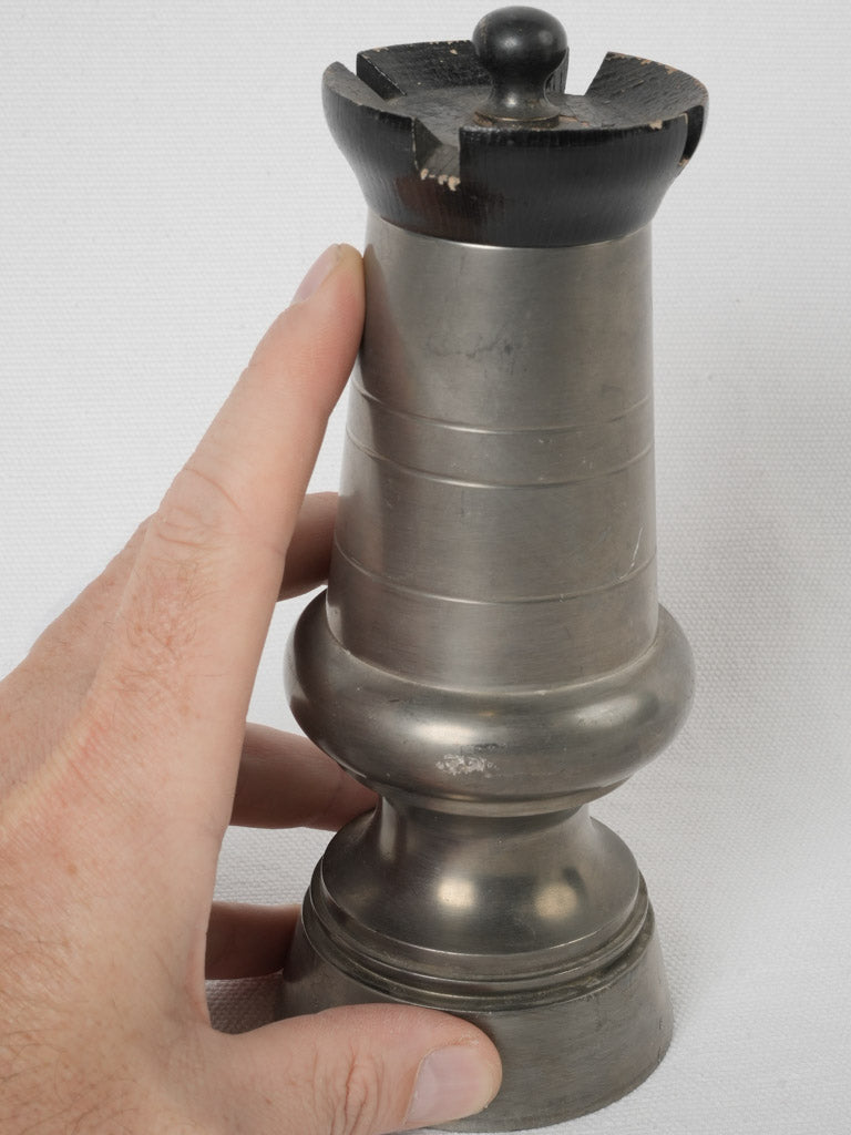 Durable pewter castle-top spice grinder