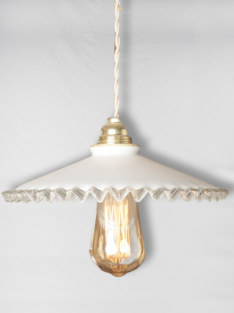 Vintage French opaline glass pendant lamp