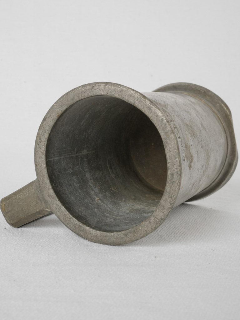 Aged French demi-liter pewter measure