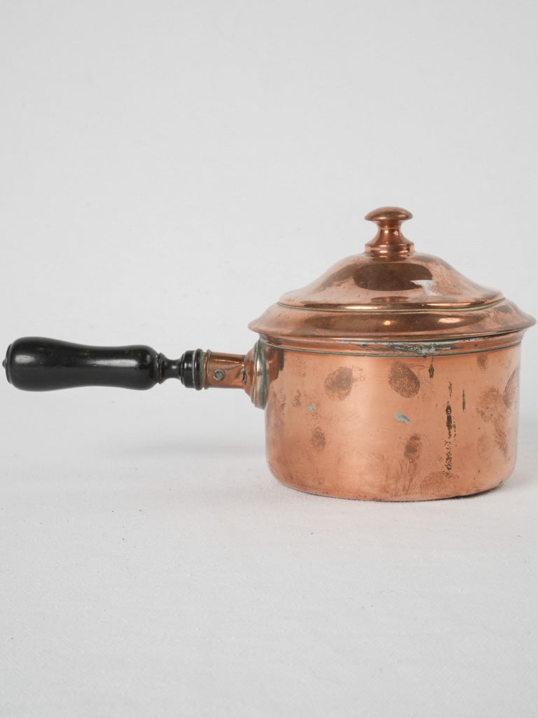 Historical French copper saucepan with lid