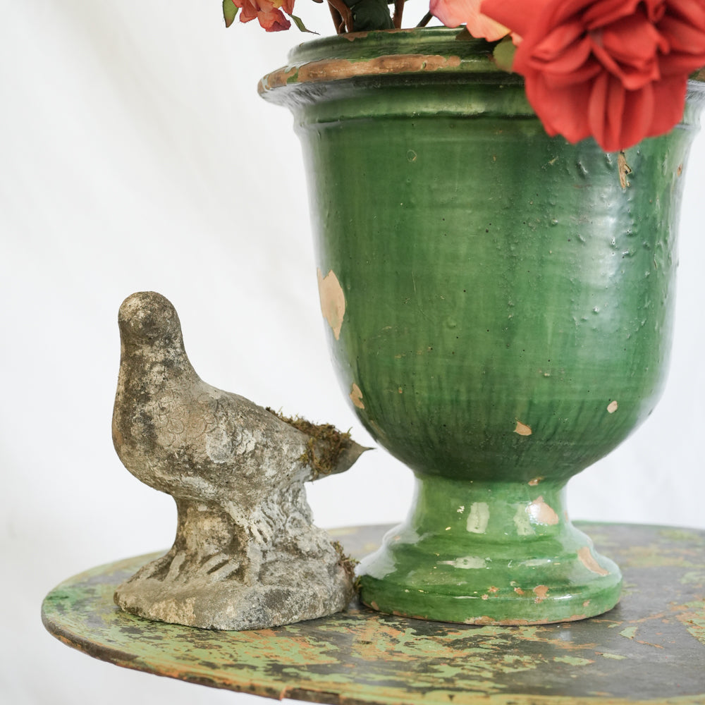 Elegant traditional green glazed tulip planter