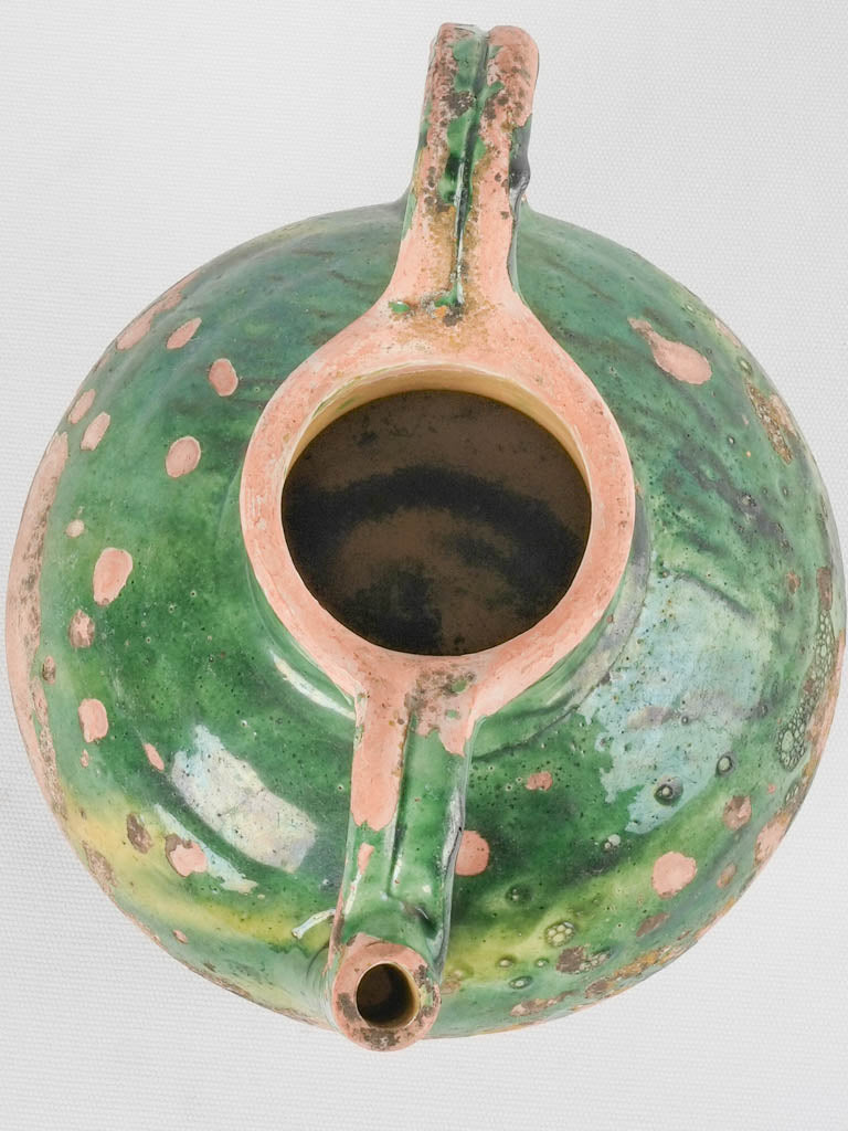 Traditional green-glazed earthenware cruche