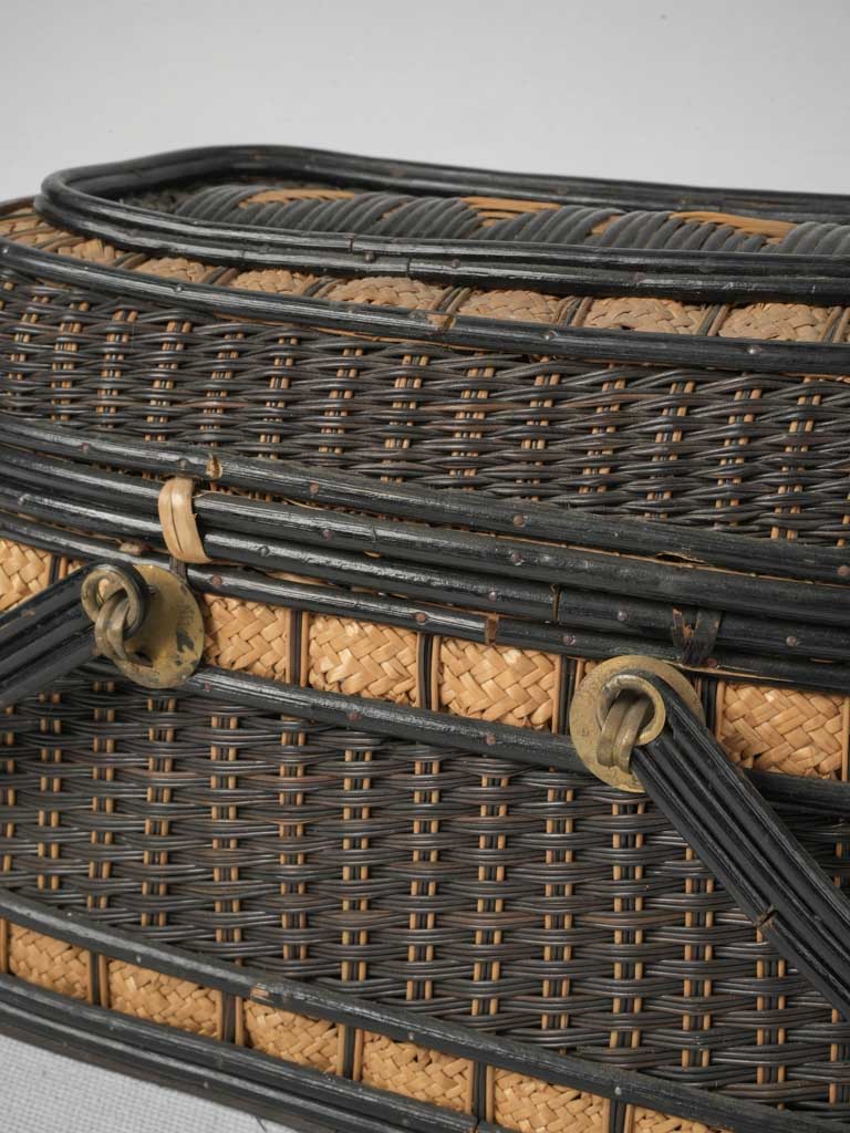 Delicate Two-Tone Wicker Market Basket