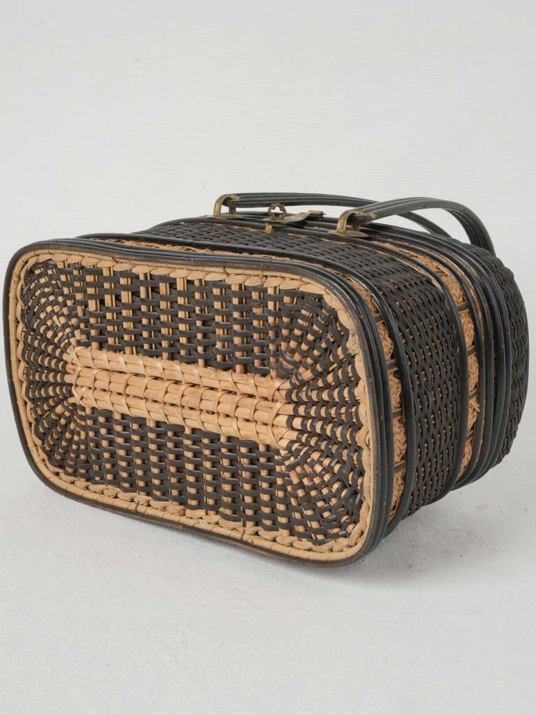 Versatile Two-Tone Wicker Market Basket