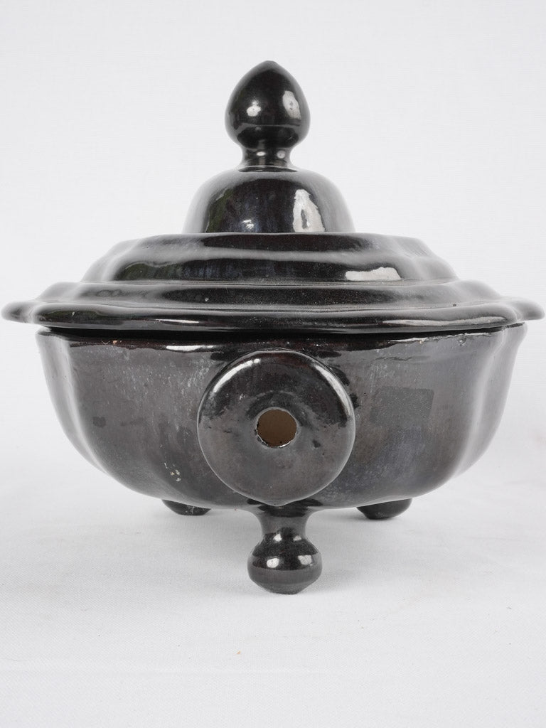 Elegant iridescent Dieulefit earthenware tureen