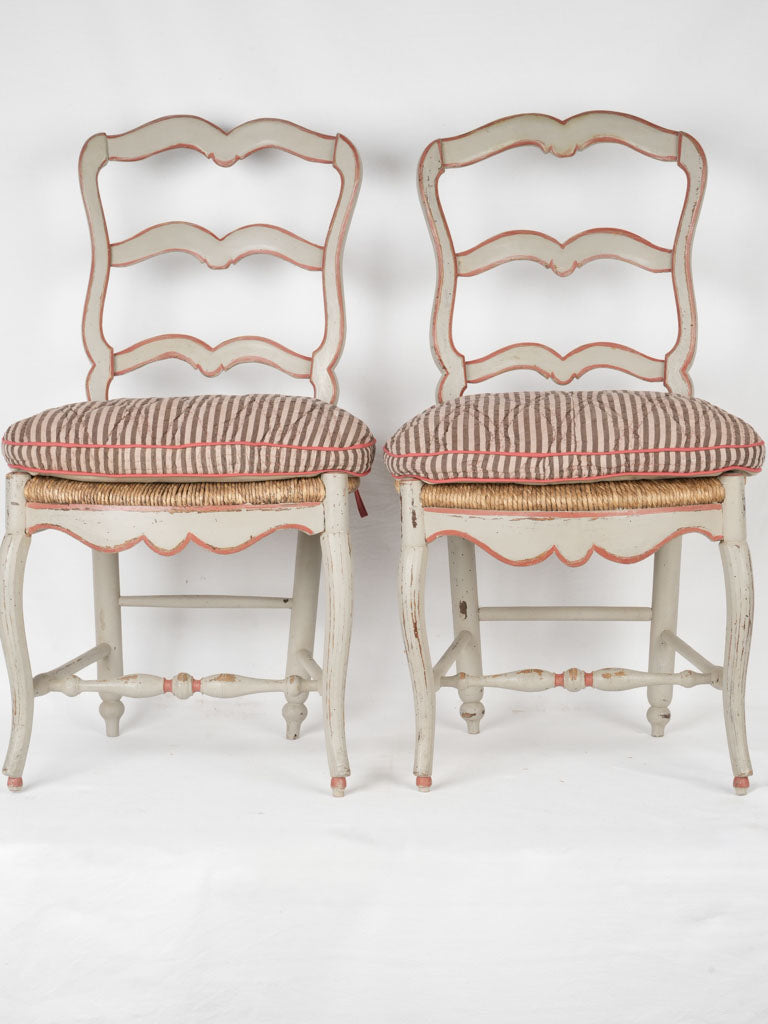 Vintage straw-seated dining chairs