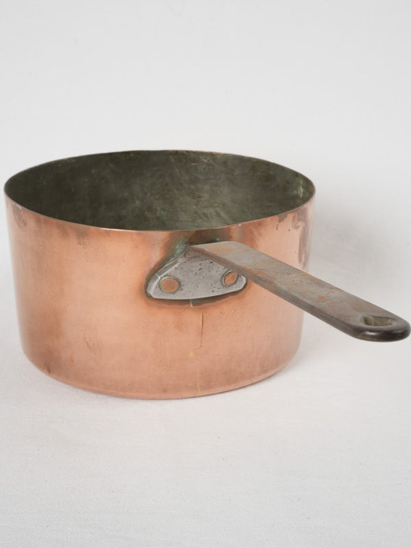 Vintage French copper saucepan with iron handle
