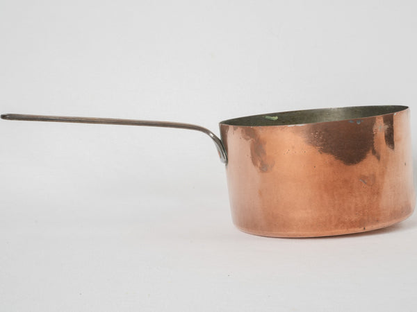 Elegant 19th-century handmade copper saucepan