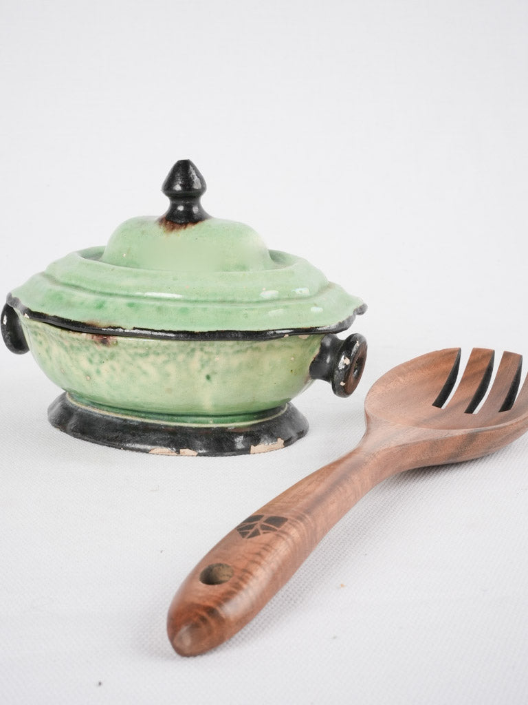 French miniature green Dieulefit tureen - 4"