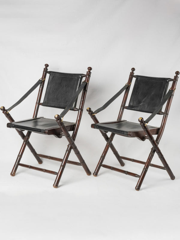 Vintage French faux-bamboo folding chairs