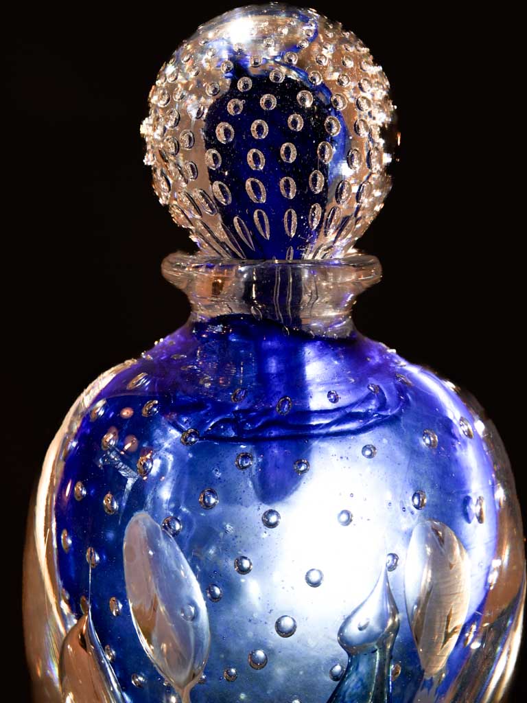 Antique royal blue glass lidded flask