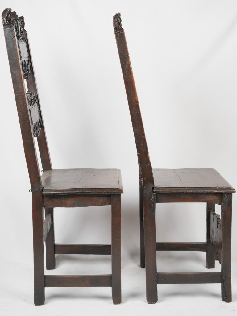 Handcrafted walnut Italian palace chairs