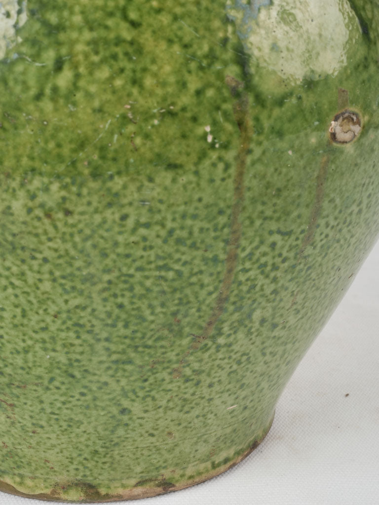 Provincial green-glazed French water pitcher